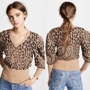 FRAME Wool Blend Leopard Print Sweater